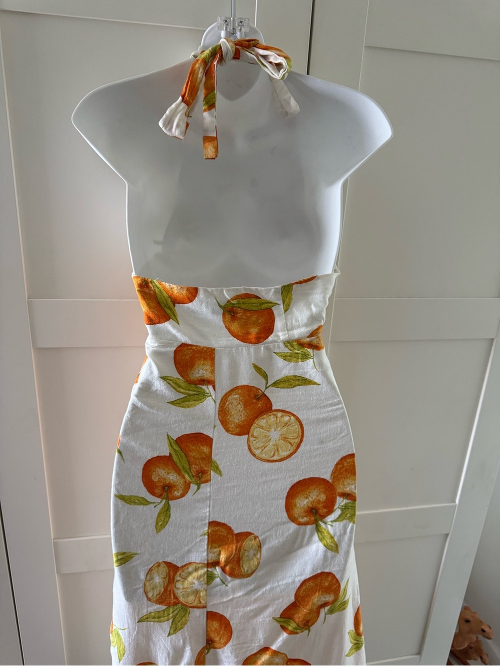 Zara White Dress with Orange & Green Citrus Print - Picture 3 of 4